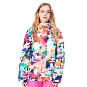 GSOU Snow Jacket Women Large Colorful Camo Waterproof Ski Winter Snowboard